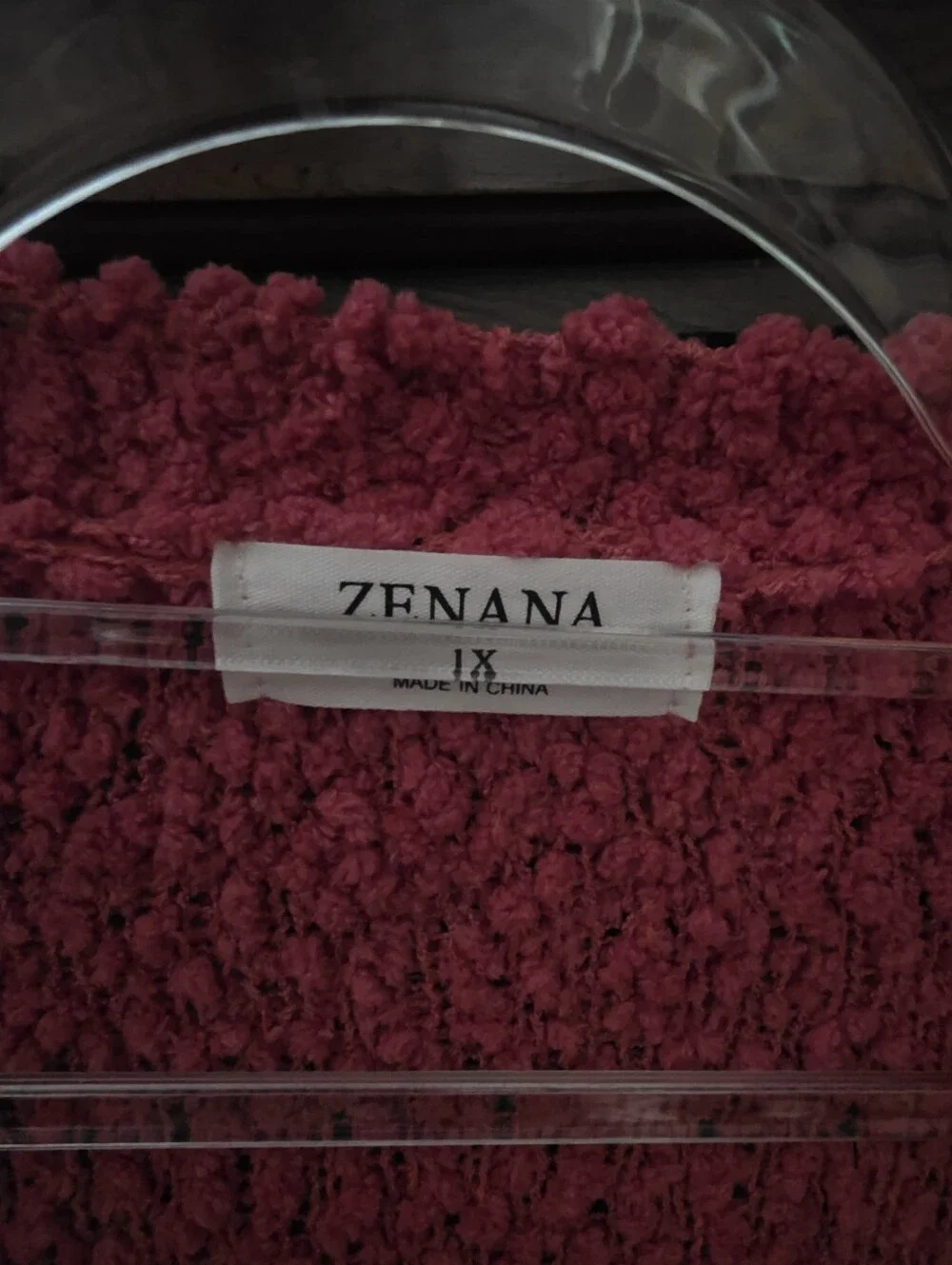 Zenana 1X Berry Fuscia Colored Cardigan Sweater w/Pockets.